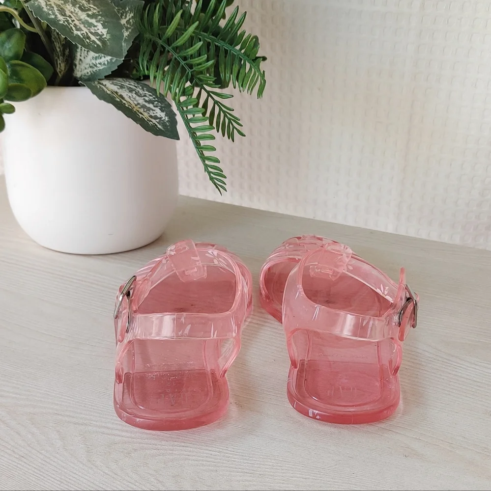 Gap Kids Pink Jelly Sandals with White Daisy Floral Design Size 12